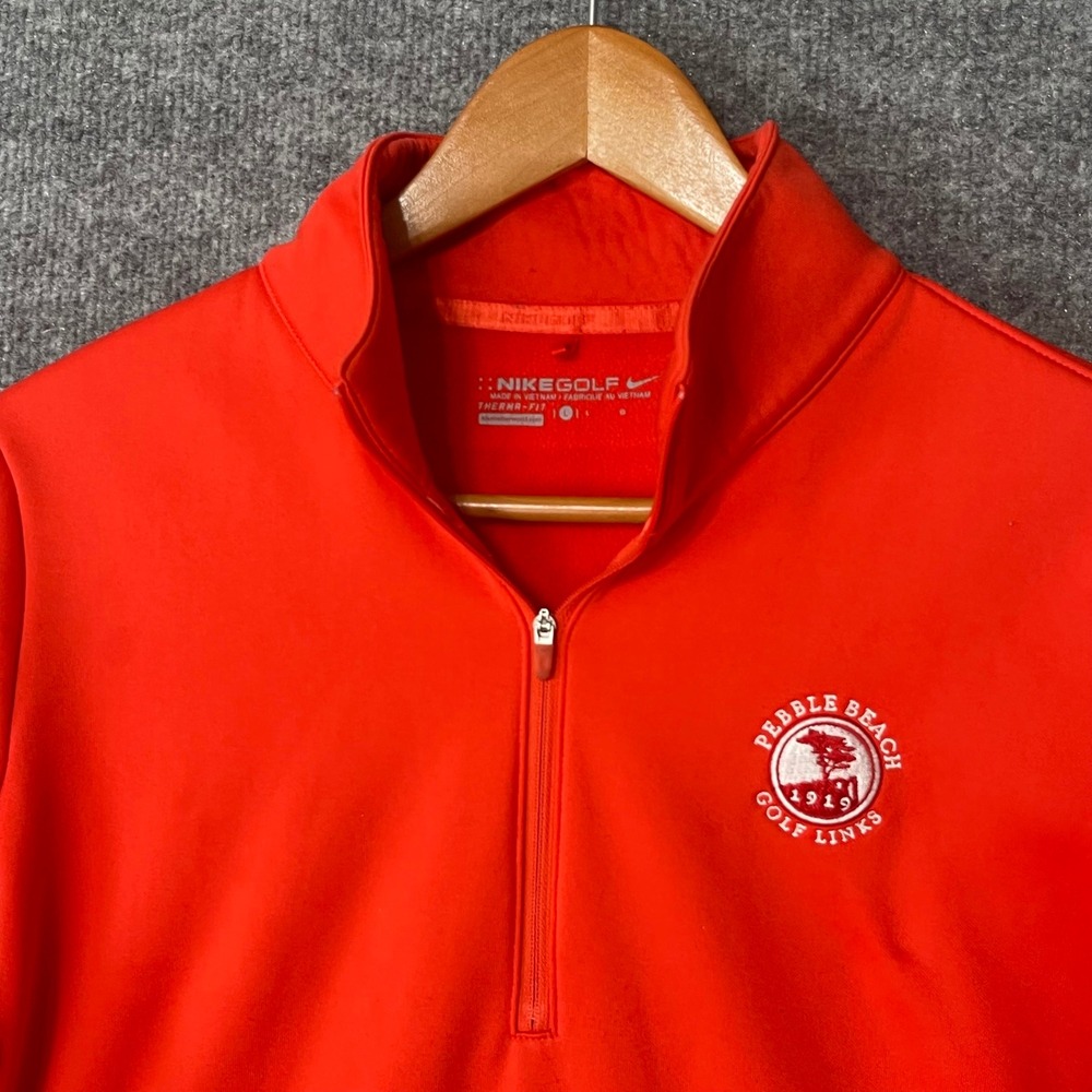 Nike Golf Pebble Beach Therma-FIT Quarter Zip Pullover Red Womens L Performance